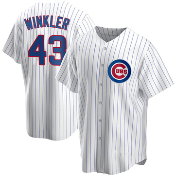 White Replica Dan Winkler Men's Chicago Cubs Home Jersey