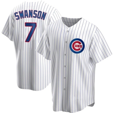 White Replica Dansby Swanson Men's Chicago Cubs Home Jersey