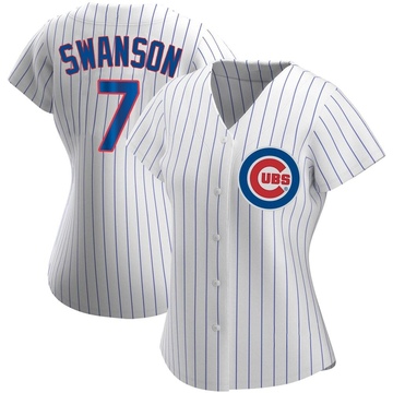 White Replica Dansby Swanson Women's Chicago Cubs Home Jersey