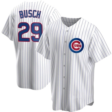 White Replica Michael Busch Men's Chicago Cubs Home Jersey