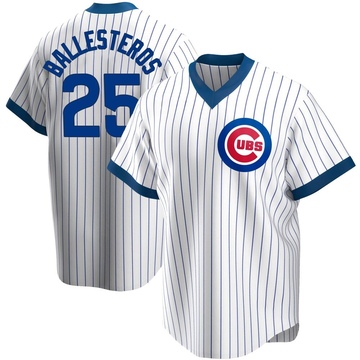 White Replica Moises Ballesteros Men's Chicago Cubs Home Cooperstown Collection Jersey
