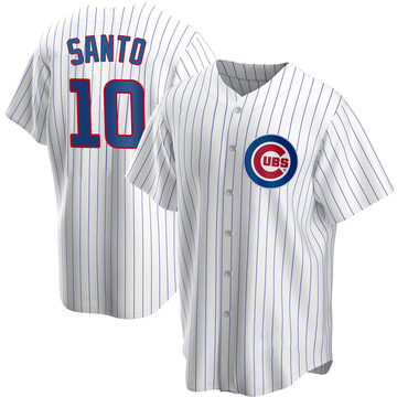 White Replica Ron Santo Men's Chicago Cubs Home Jersey