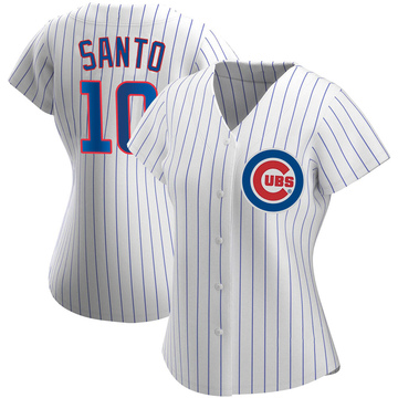White Replica Ron Santo Women's Chicago Cubs Home Jersey
